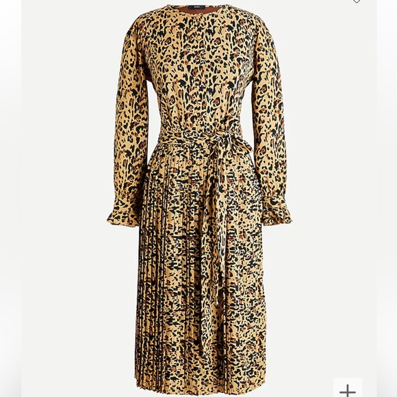 J. Crew Long-sleeve pleated dress in leopard - 2 - NWT - Picture 3 of 4